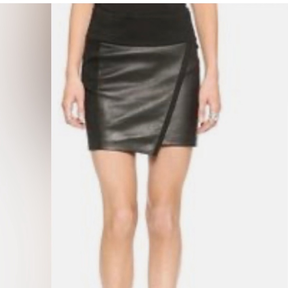 Iro Black Leather/Fabric Mini Skirt